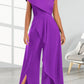 Women's Fashion Temperament Diagonal Collar Solid Color Jumpsuit