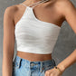 Split Irregular Hollow-out Shoulder Split Top