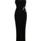 Women's One-shoulder Sleeveless Asymmetric Rhinestone Dress