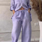 Ensemble deux pièces à lacets et pantalon large pour femme