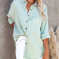 Simple Long Sleeve V Neck Button Ladies Cotton Linen Shirt Women's Clothing