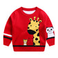 Children's Sweater Knit Sweater Giraffe Round Neck Cotton Double Layer Warm Sweater