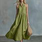 Casual Loose Linen Button-Down Vest Dress