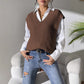 Solid Color Women's Vest V-Neck Simple Casual Knit Sweater Vest
