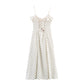 New Summer Retro Waist-controlled Polka Dot Midi Skirt Sling Dress