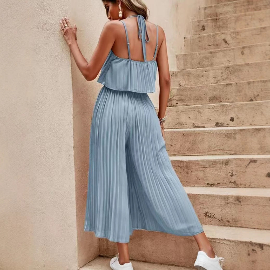 Camisole Tube Top Pleated Loose Fashion Jumpsuit