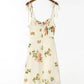 High Waist Slim Fit Strap Type Temperament Commute Flower Printing Slip Dress