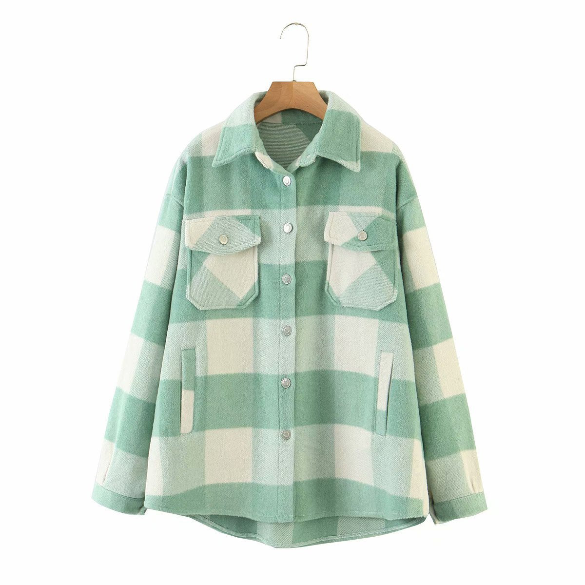 Loose check shirt with chest pocket