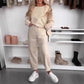 Women's Solid Color Loose-fitting Casual Pullover Trousers Two-piece Set