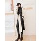 Manteau long en laine à lacets pour femme