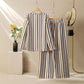 Striped Printed V-neck Suit For Women