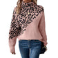 Turtleneck Leopard Print Long Sleeve Loose Fashion Casual Sweater