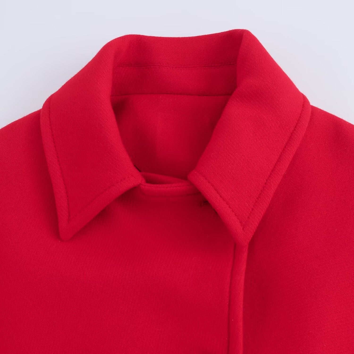 Graceful And Fashionable Lapel Long Sleeve Single-breasted Red Coat For Women