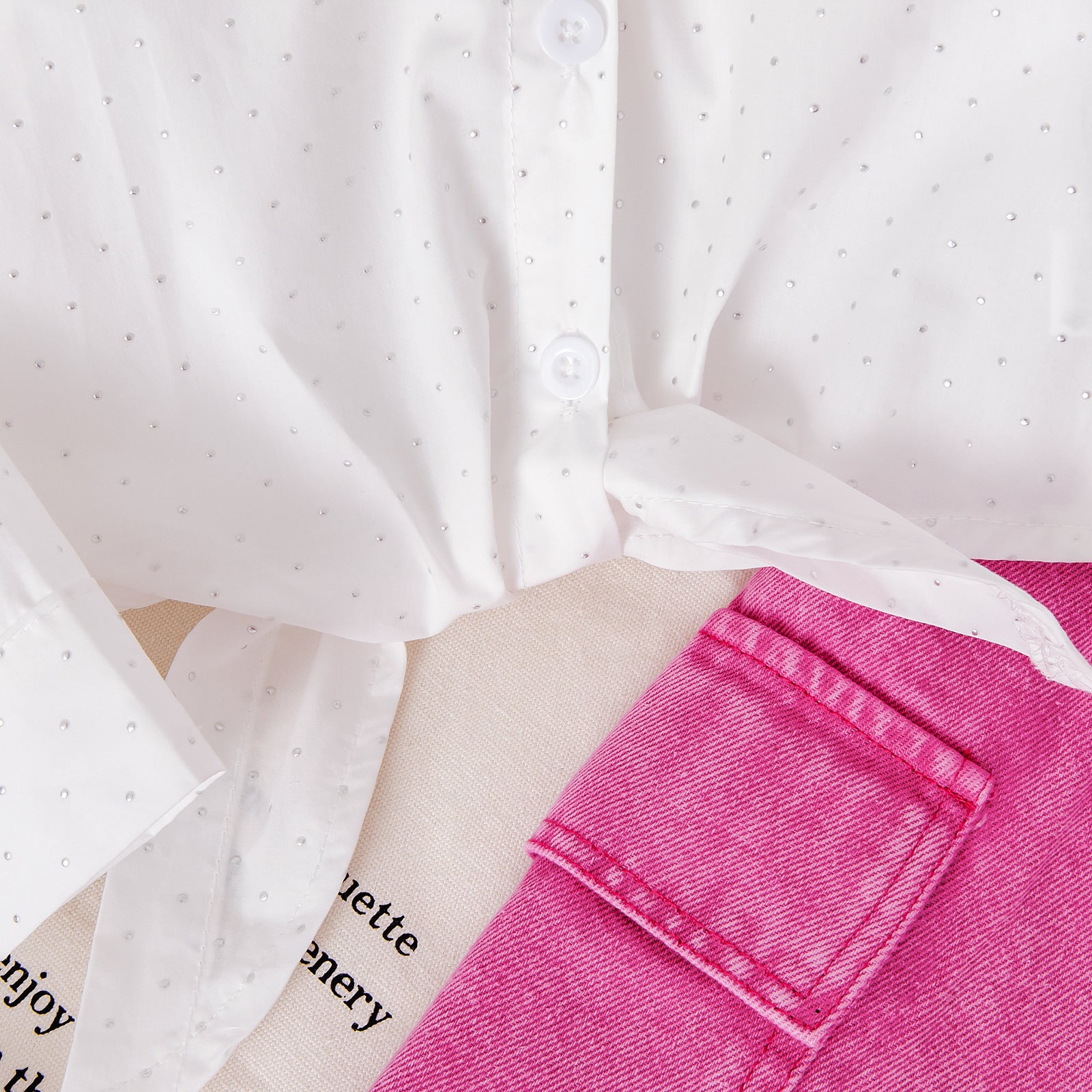 Knot Temperament Top Denim Shorts Set
