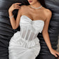 Pearl Rhinestone Lace Backless Tube Top