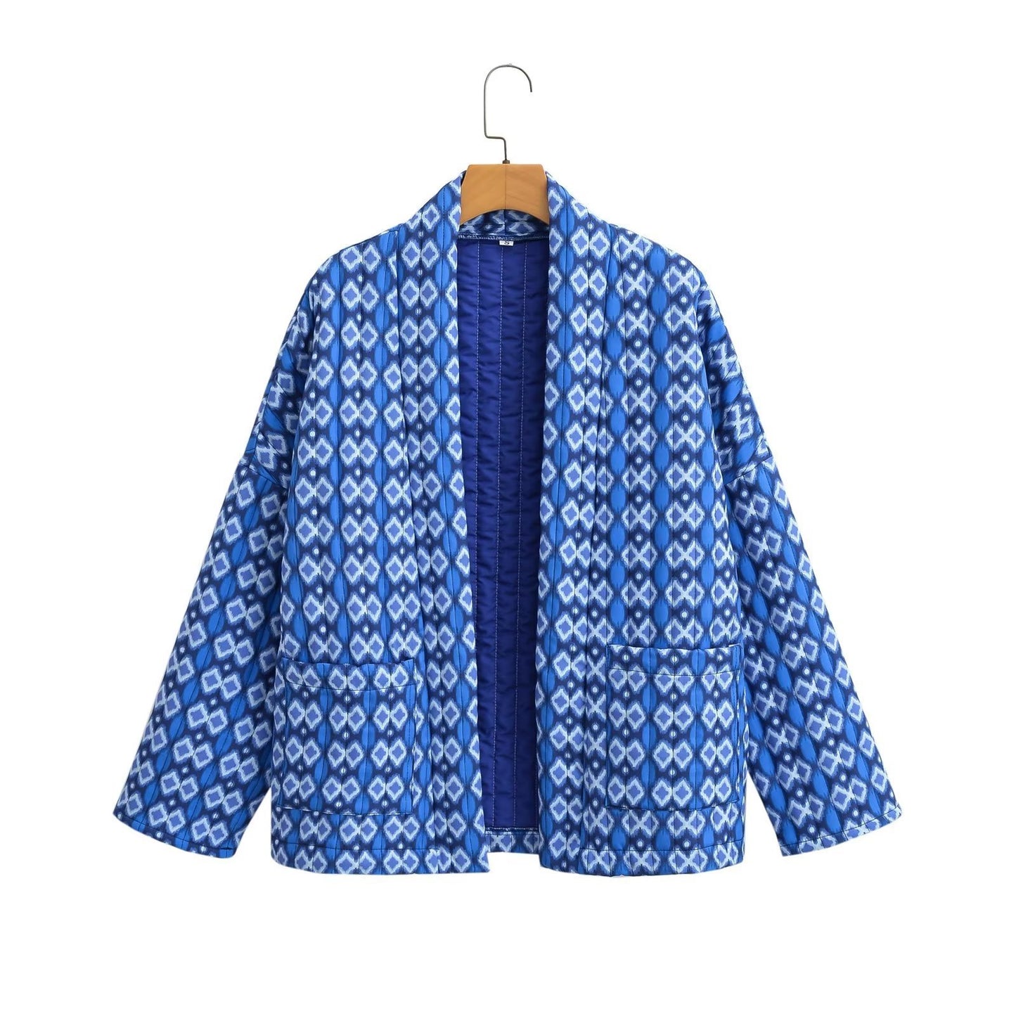 Multicolor Ethnic Print Cotton-padded Coat