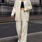 European And American Women's Clothing Solid Color Loose Drooping Smooth Pleated Casual Two-piece Suit
