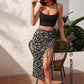 Camisole Top Paired With A Floral-print Drawstring Skirt A Chic Two-piece Set