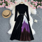 Women's Color Changing Pleated Slim Waisted Swing Dress