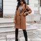Manteau en laine mi-long à boutons et revers de couleur unie
