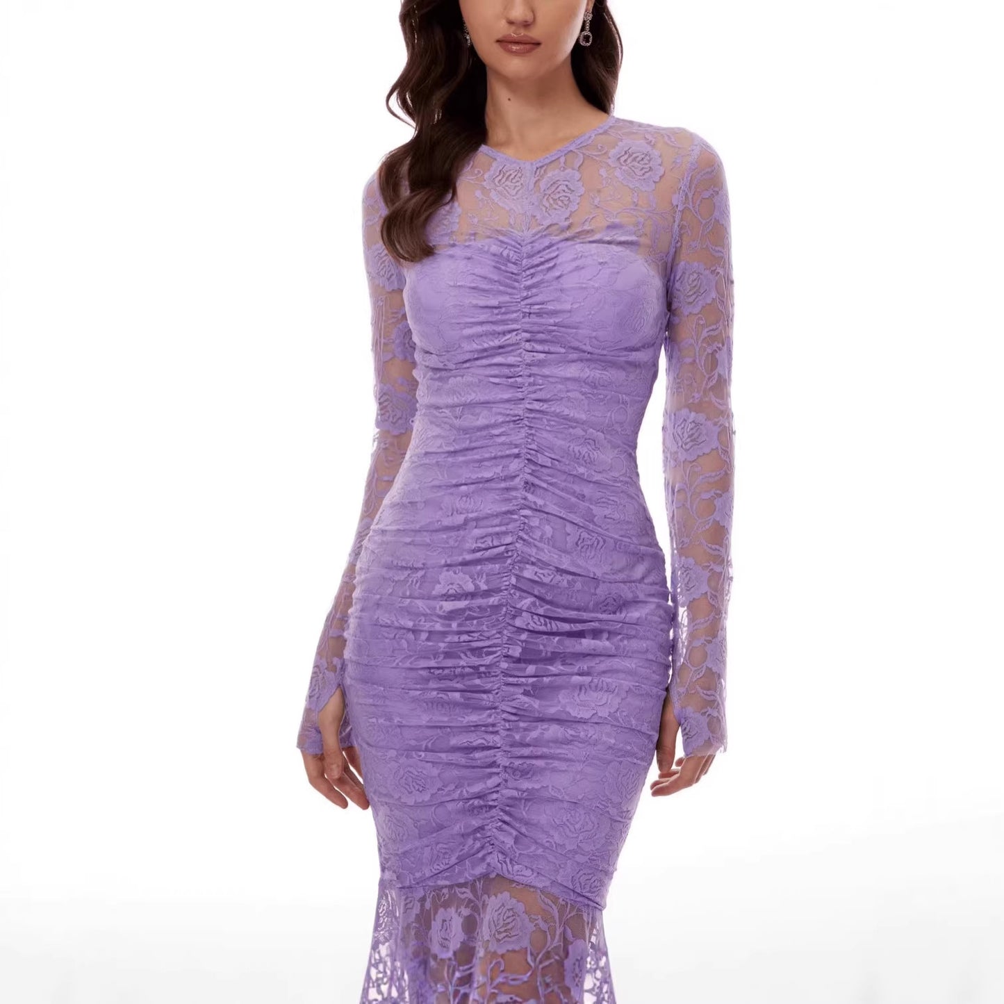 Women's Sexy Slim-fit Lace Long-sleeve Dress