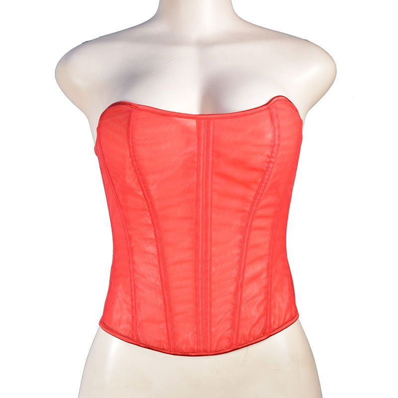 Women's Fashion Mesh Tight Strappy Bustier Top