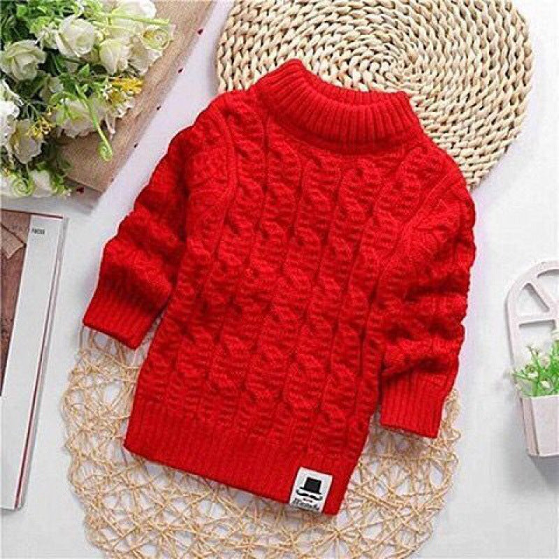 Chemise en tricot épais et pelucheux pour bébé et enfant, col rond, taille haute