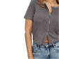 Short Round Neck Midriff-baring T-shirt