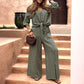 Lady Temperament Lapel Cardigan Split Button Solid Color Suit