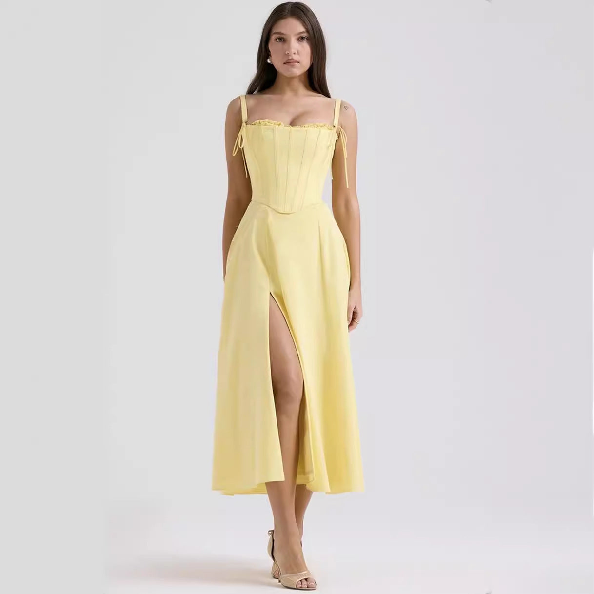 Solid Color Sleeveless Sleeveless Split Tube Top Dress Sling Top Suit