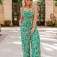 Women's Fashionable Digital Printing Suspender Wide-leg Trousers Suit