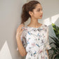 Sweet Floral Chiffon Dress Bell Sleeve Slim Fit All-matching A- Line Skirt