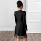 Womens Casual Patchwork High-Waisted Long-Sleeve Dress