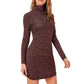 New Sexy High Neck Long Sleeve Floral Print Dress For Women