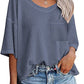 Women's Temperament Fashion V-neck Pocket Short-sleeved T-shirt