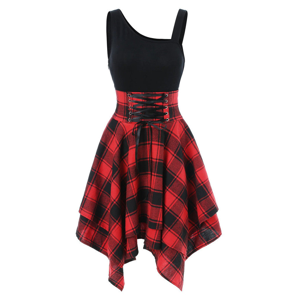 Irregular plaid dress