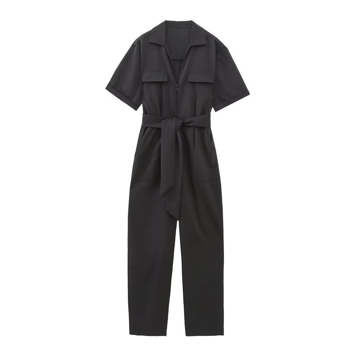 Combinaison à manches courtes et ceinture pour femme, nouvelle collection printemps