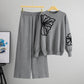 Long-sleeve Floral Sweater And Casual Wide-leg Pants Set