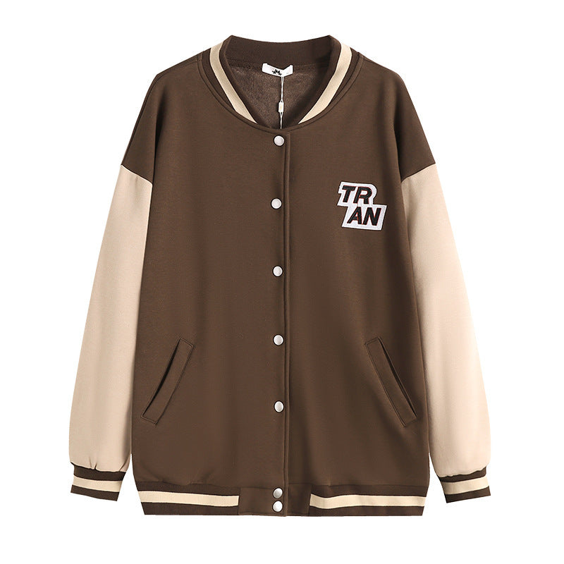 Women's Fleece-lined Thick Baseball Uniform Jacket