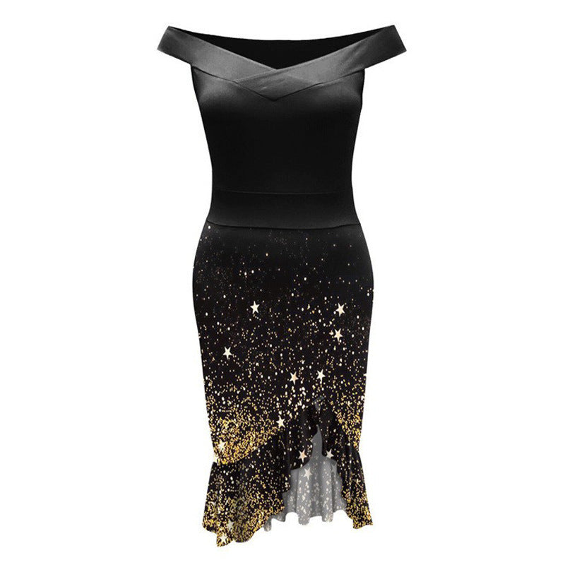 Women's Fashion Graceful Personality Ruffled Dress
