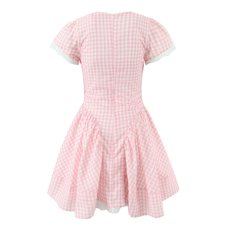Sweet Cute Lace Stitching Cotton Mini Dress