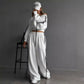Fashion Casual Set Autumn And Winter Sports Two-piece Ribbon Pullover Sweater High Waist Loose Trousers