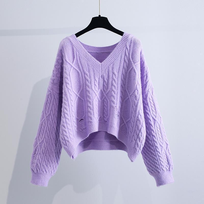 Loose Outer Wear Lazy Style Hole Knit Sweater