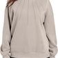 Pull ample et décontracté à col rond et plissé pour femme