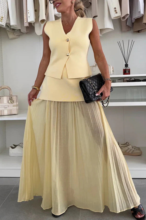 Women's Elegant Slim Knit Vest Top Suit