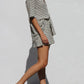 European And American Ladies Summer Suit Fresh Cotton Waffle Striped Shirt Shorts