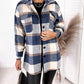 Long-sleeved Single-breasted Plaid Print Shirt Collar Woolen Jacket