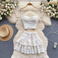 Lace Camisole And Ruffled Short Skirt Set