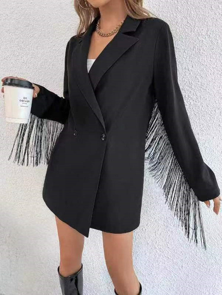 Costume droit décontracté à franges pour femme