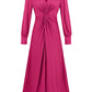 Robe plissée à col en V et fente sur la poitrine